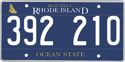 RI license plate 392210