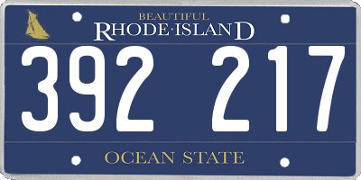 RI license plate 392217