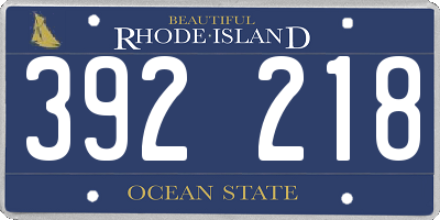 RI license plate 392218