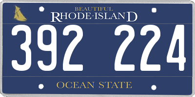 RI license plate 392224
