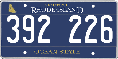 RI license plate 392226