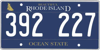 RI license plate 392227