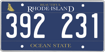 RI license plate 392231
