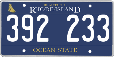 RI license plate 392233