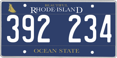 RI license plate 392234