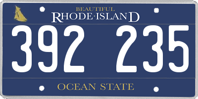 RI license plate 392235