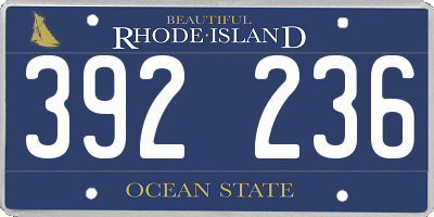 RI license plate 392236