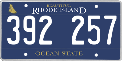 RI license plate 392257