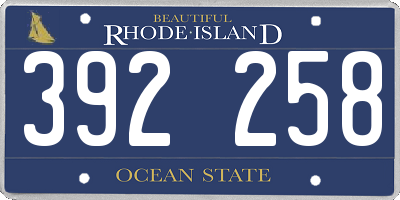 RI license plate 392258