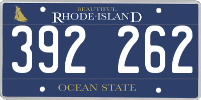 RI license plate 392262