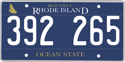 RI license plate 392265