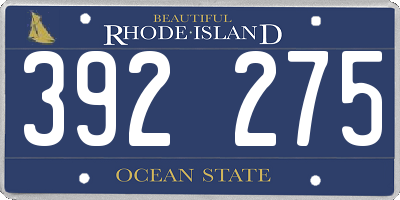 RI license plate 392275