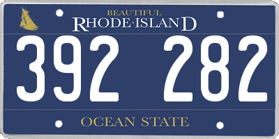 RI license plate 392282