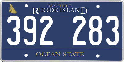 RI license plate 392283