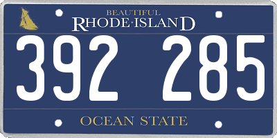 RI license plate 392285