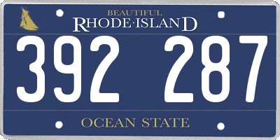 RI license plate 392287