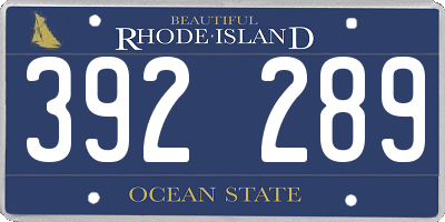 RI license plate 392289