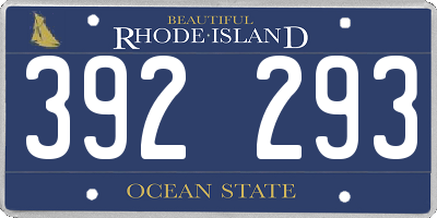 RI license plate 392293