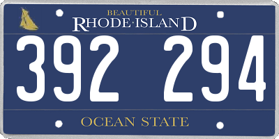RI license plate 392294