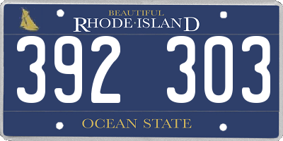 RI license plate 392303