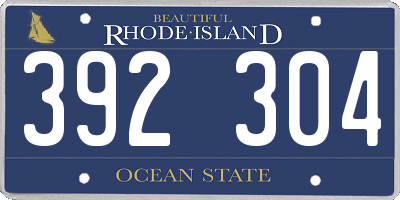 RI license plate 392304