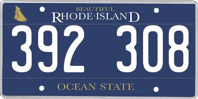 RI license plate 392308