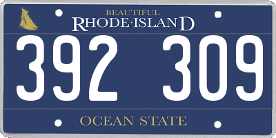 RI license plate 392309