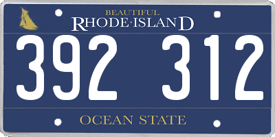 RI license plate 392312
