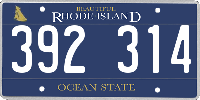 RI license plate 392314