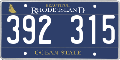RI license plate 392315