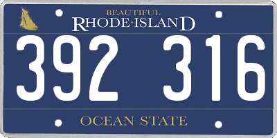 RI license plate 392316