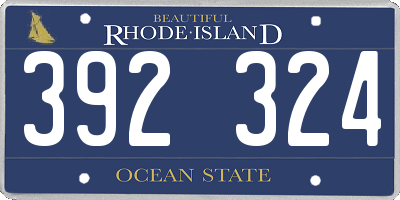 RI license plate 392324