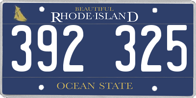 RI license plate 392325