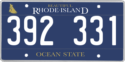 RI license plate 392331
