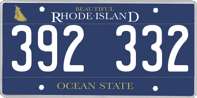 RI license plate 392332