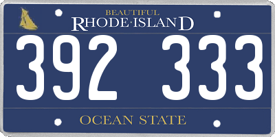 RI license plate 392333