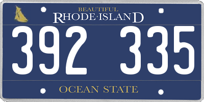 RI license plate 392335