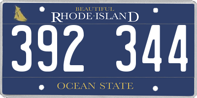 RI license plate 392344
