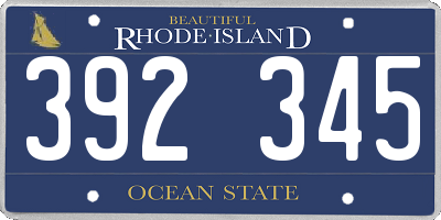 RI license plate 392345