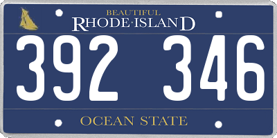 RI license plate 392346