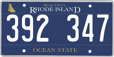 RI license plate 392347