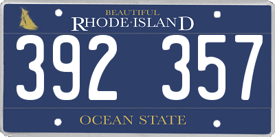 RI license plate 392357