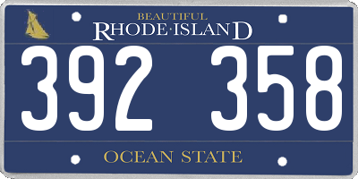 RI license plate 392358