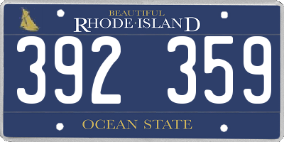RI license plate 392359
