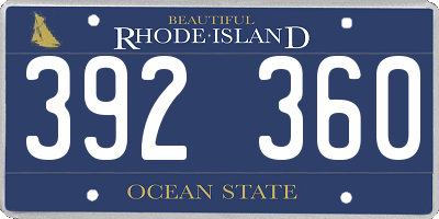 RI license plate 392360