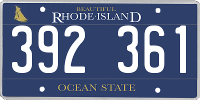 RI license plate 392361