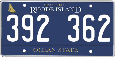 RI license plate 392362