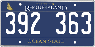 RI license plate 392363