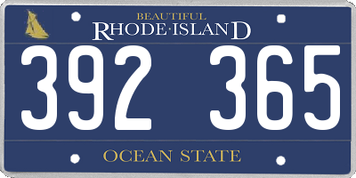 RI license plate 392365