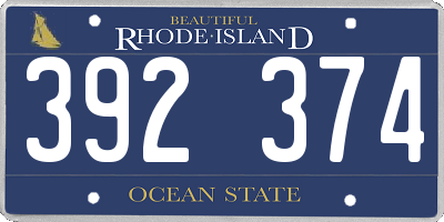 RI license plate 392374